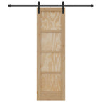 Porta scorrevole in legno di pino naturale e nero 61 x 198,5 cm