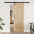 Porta scorrevole in legno di pino naturale e nero 73,5 x 211 cm