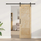 Porta scorrevole in legno di pino naturale e nero 73,5 x 211 cm