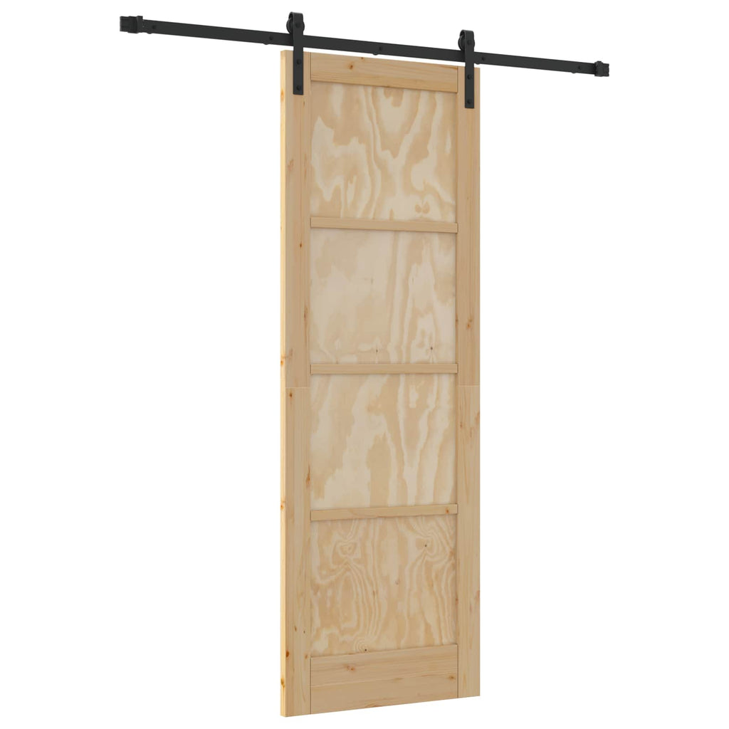 Porta scorrevole in legno di pino naturale e nero 73,5 x 211 cm