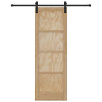 Porta scorrevole in legno di pino naturale e nero 73,5 x 211 cm