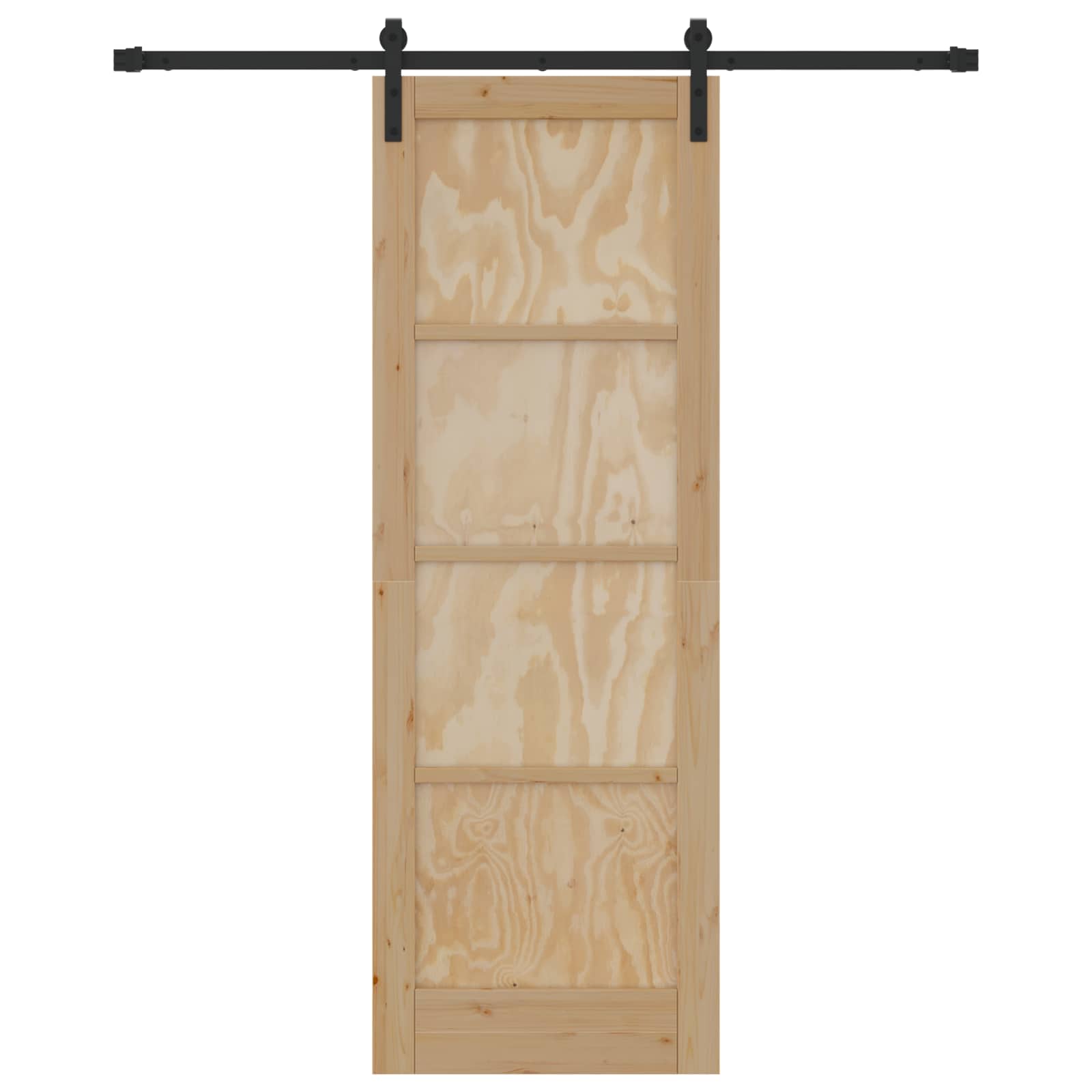 Porta scorrevole in legno di pino naturale e nero 73,5 x 211 cm