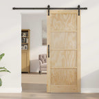 Porta scorrevole in legno di pino naturale e nero 83 x 202 cm