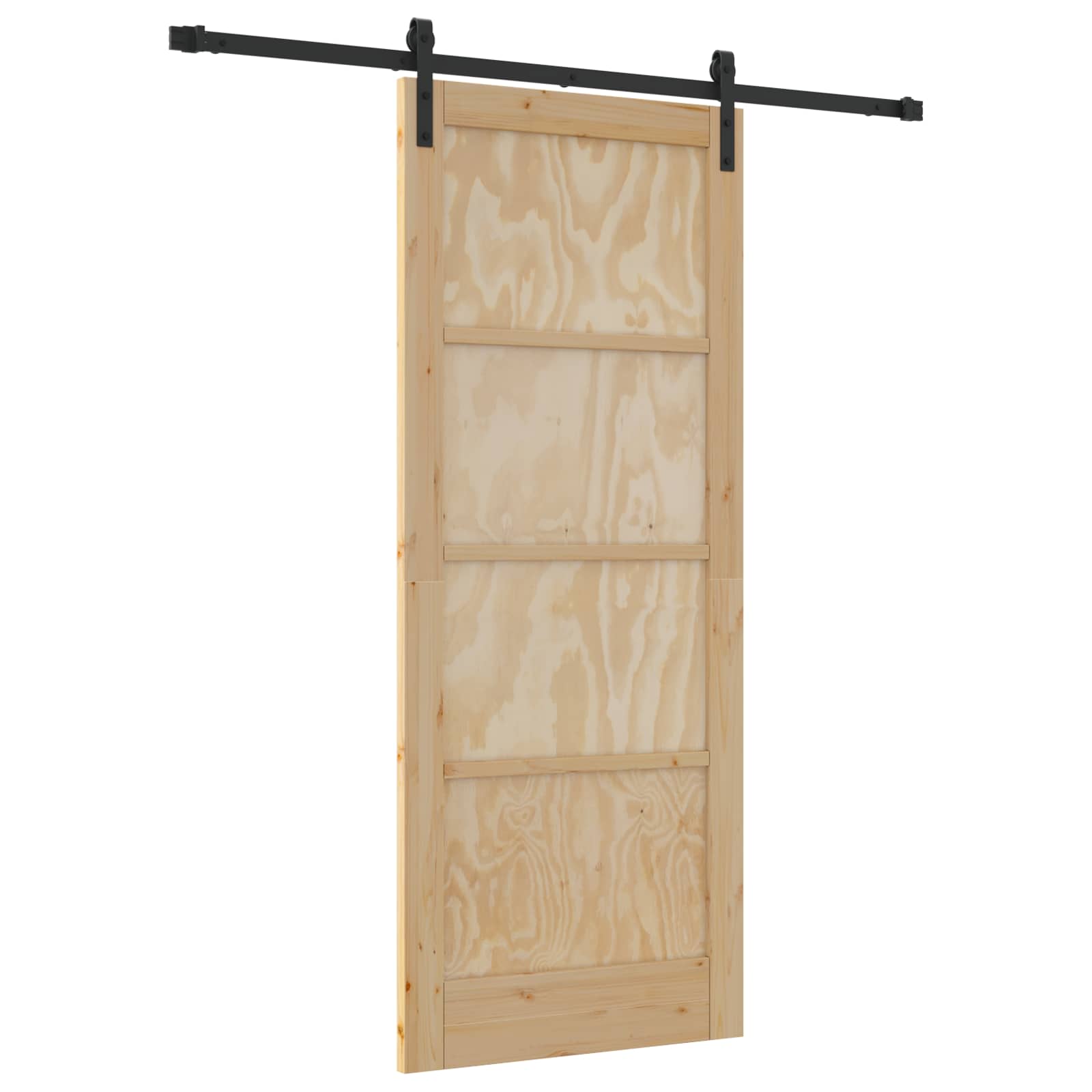 Porta scorrevole in legno di pino naturale e nero 83 x 202 cm
