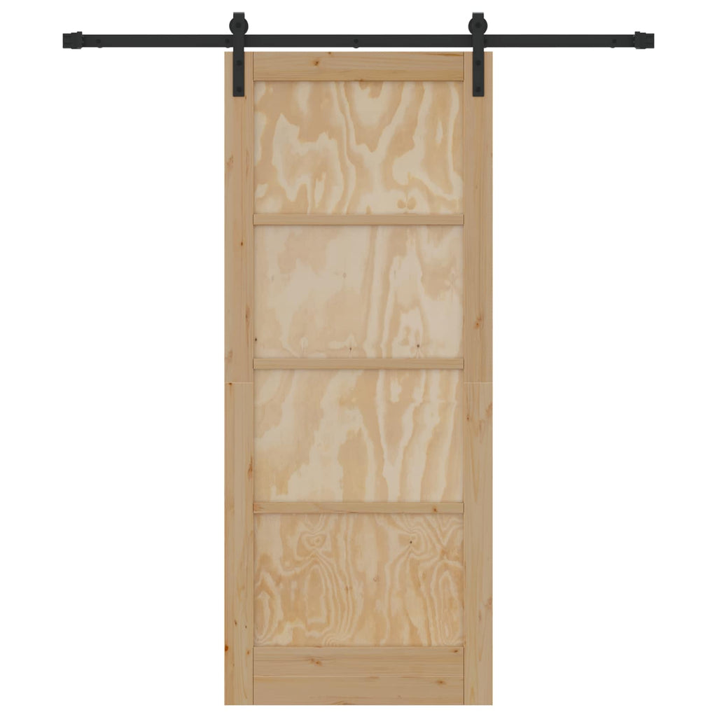 Porta scorrevole in legno di pino naturale e nero 83 x 202 cm
