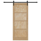 Porta scorrevole in legno di pino naturale e nero 83 x 202 cm
