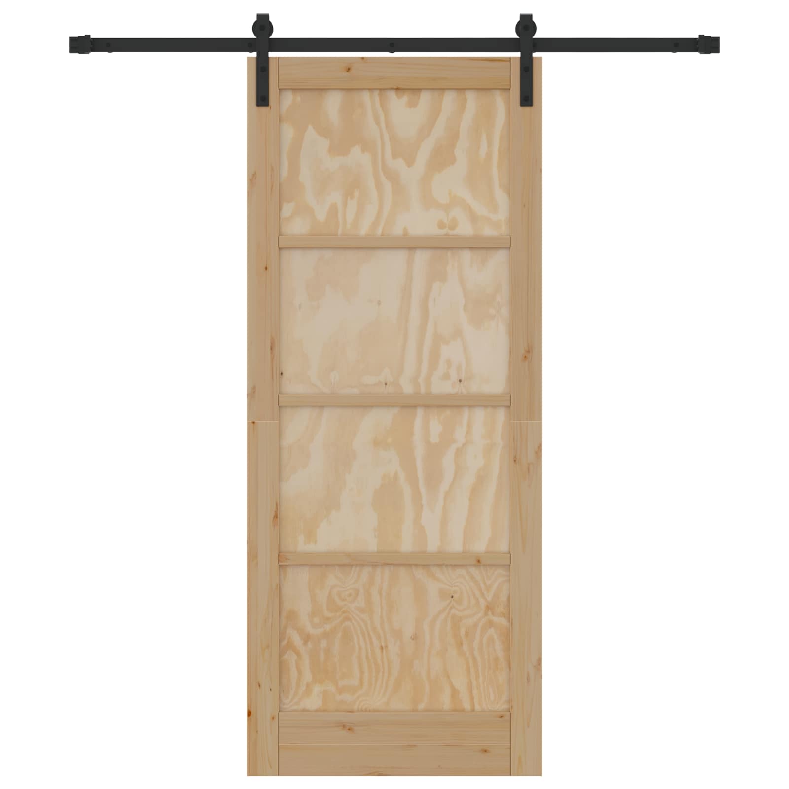Porta scorrevole in legno di pino naturale e nero 83 x 202 cm