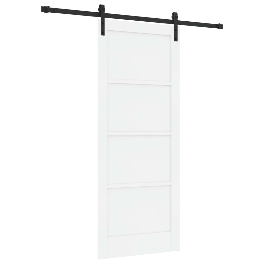 Porta scorrevole in legno di pino bianco e nero 83 x 202 cm