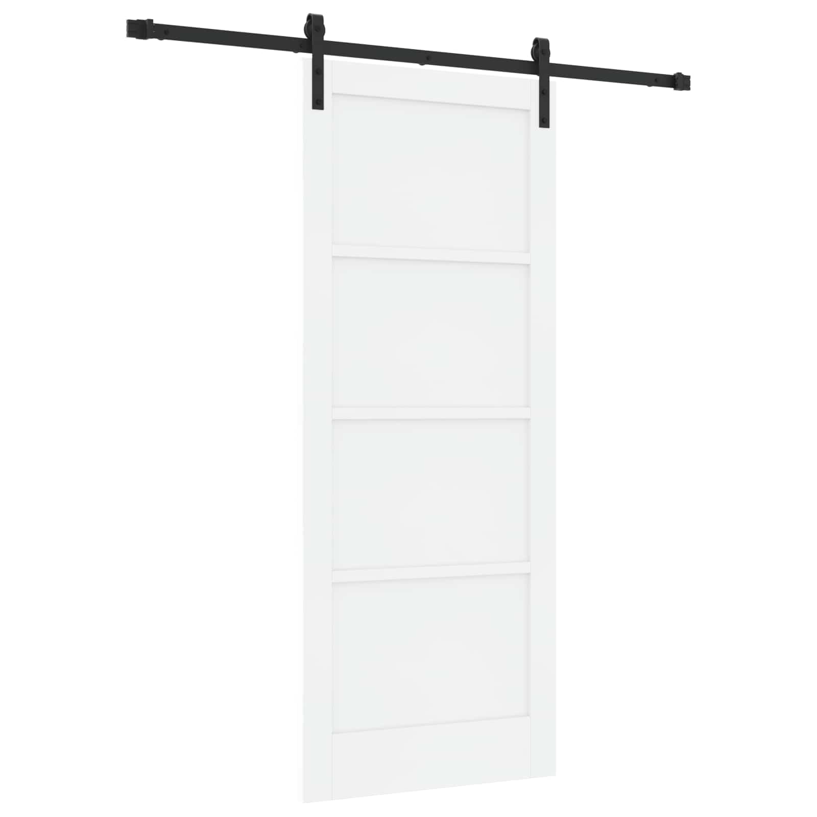 Porta scorrevole in legno di pino bianco e nero 83 x 202 cm