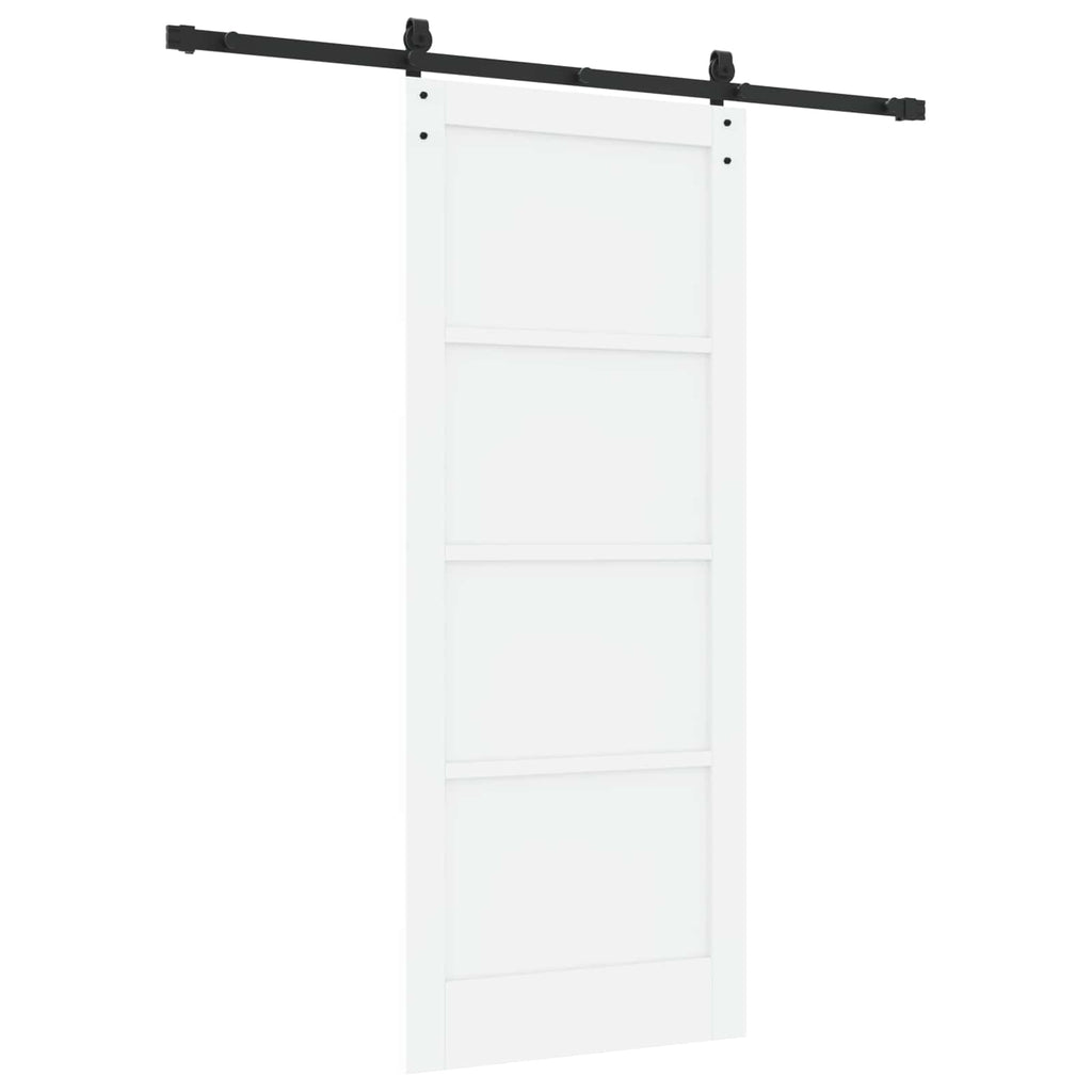 Porta scorrevole in legno di pino bianco e nero 83 x 202 cm