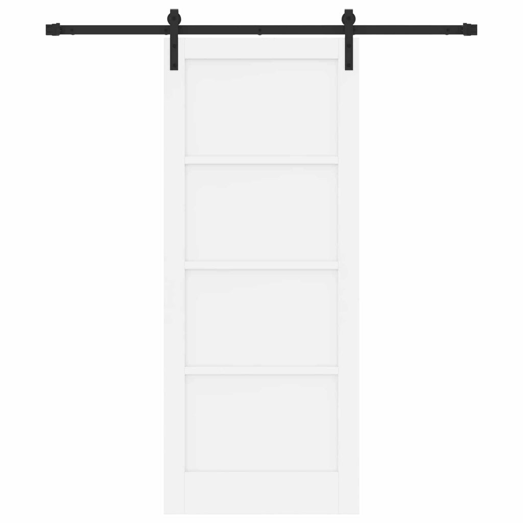 Porta scorrevole in legno di pino bianco e nero 83 x 202 cm