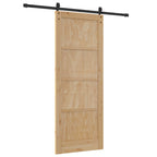 Porta scorrevole in legno di pino naturale e nero 83 x 211 cm