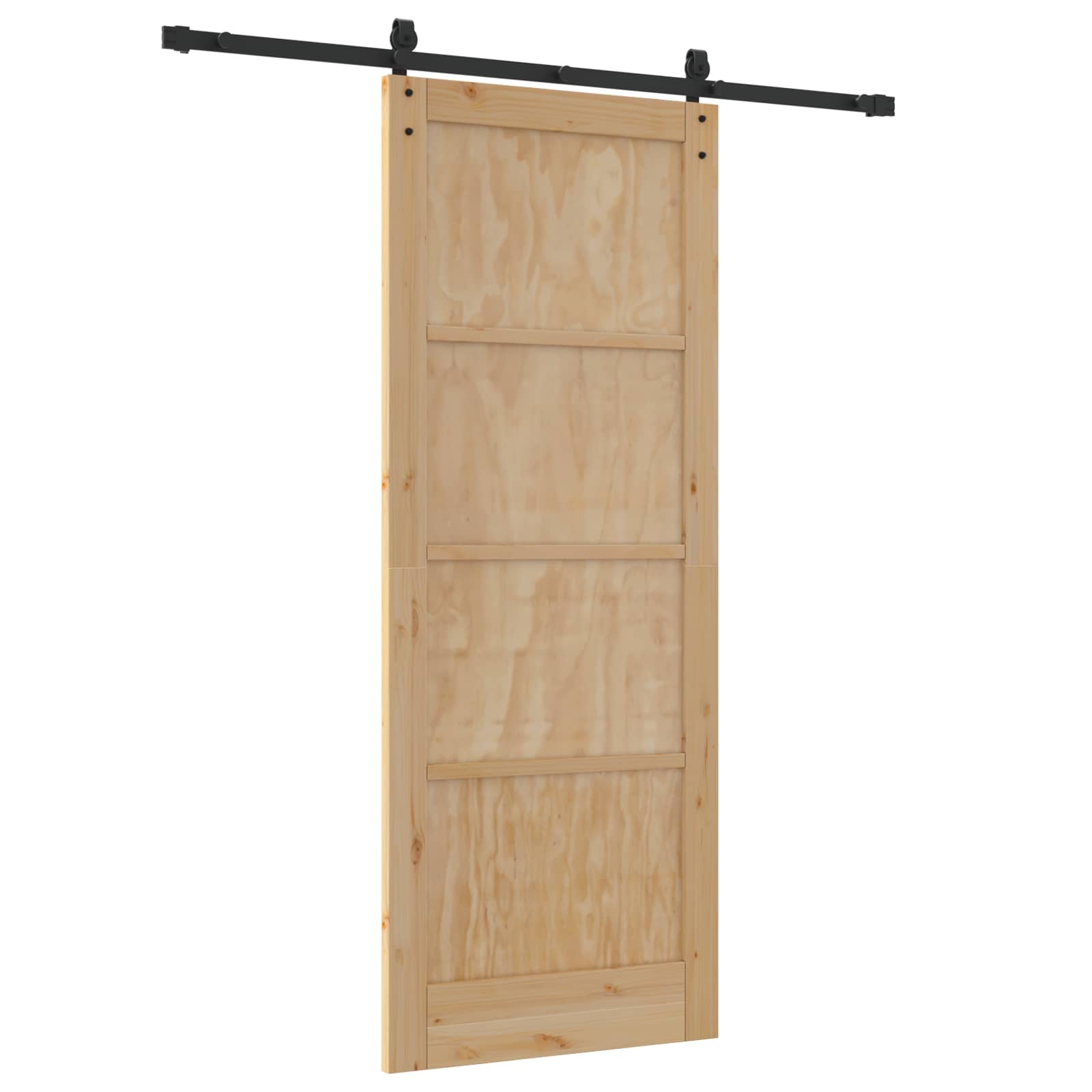 Porta scorrevole in legno di pino naturale e nero 83 x 211 cm