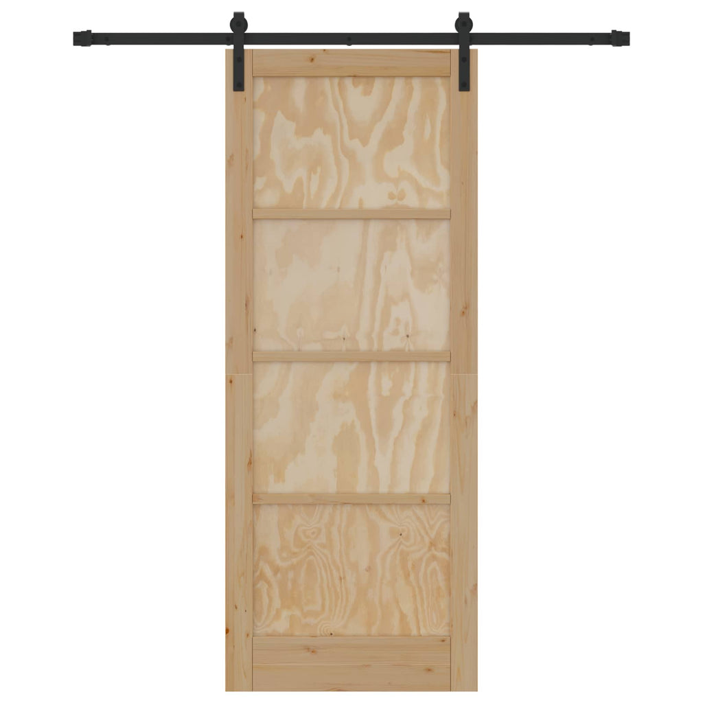 Porta scorrevole in legno di pino naturale e nero 83 x 211 cm