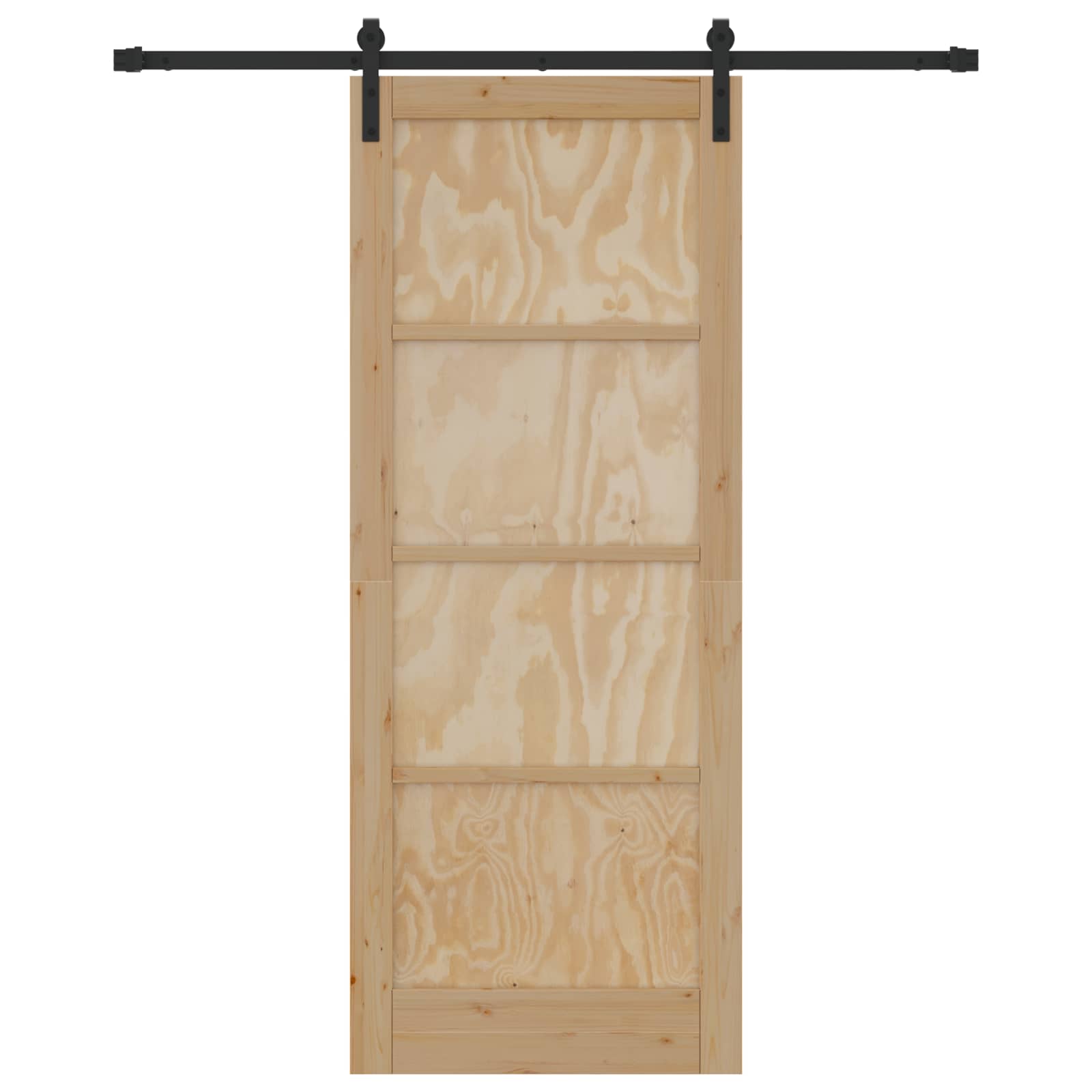 Porta scorrevole in legno di pino naturale e nero 83 x 211 cm
