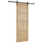 Porta scorrevole in legno di pino naturale e nero 83 x 232 cm