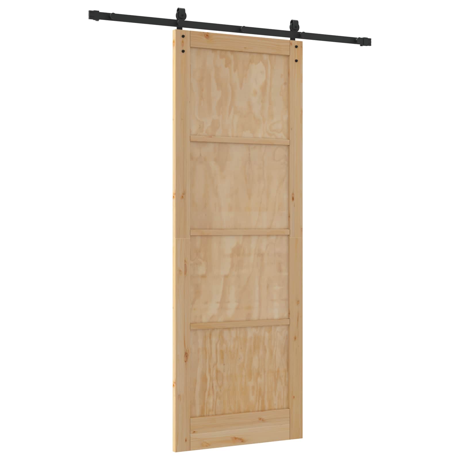 Porta scorrevole in legno di pino naturale e nero 83 x 232 cm