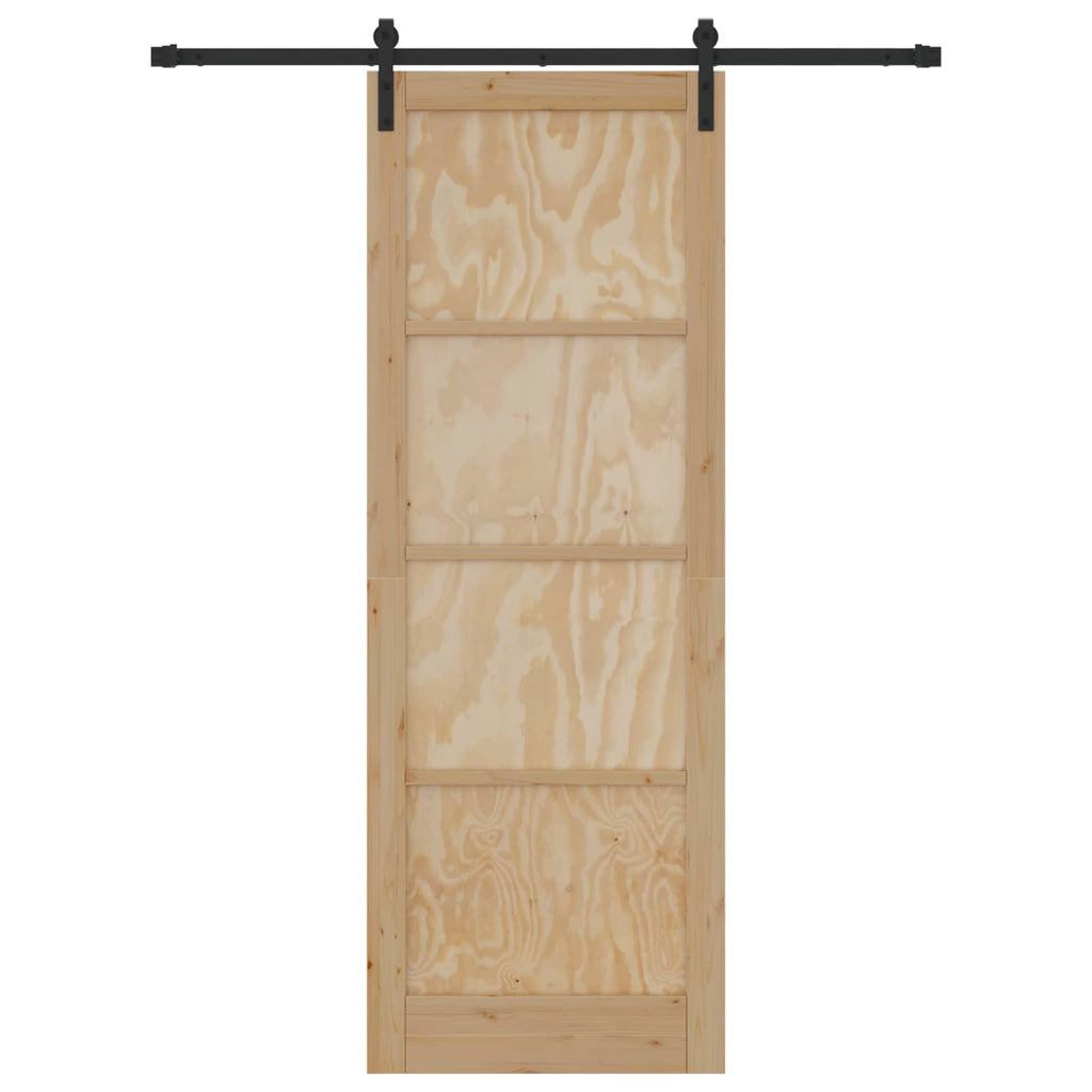 Porta scorrevole in legno di pino naturale e nero 83 x 232 cm