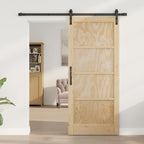 Porta Scorrevole in Legno di Pino Naturale e Nero 86 x 198,5 cm
