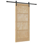 Porta Scorrevole in Legno di Pino Naturale e Nero 86 x 198,5 cm