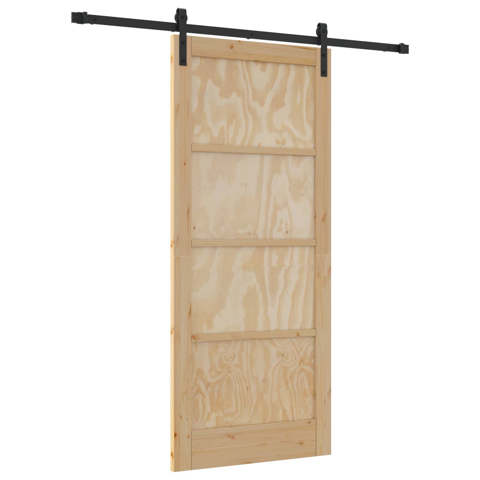 Porta Scorrevole in Legno di Pino Naturale e Nero 86 x 198,5 cm
