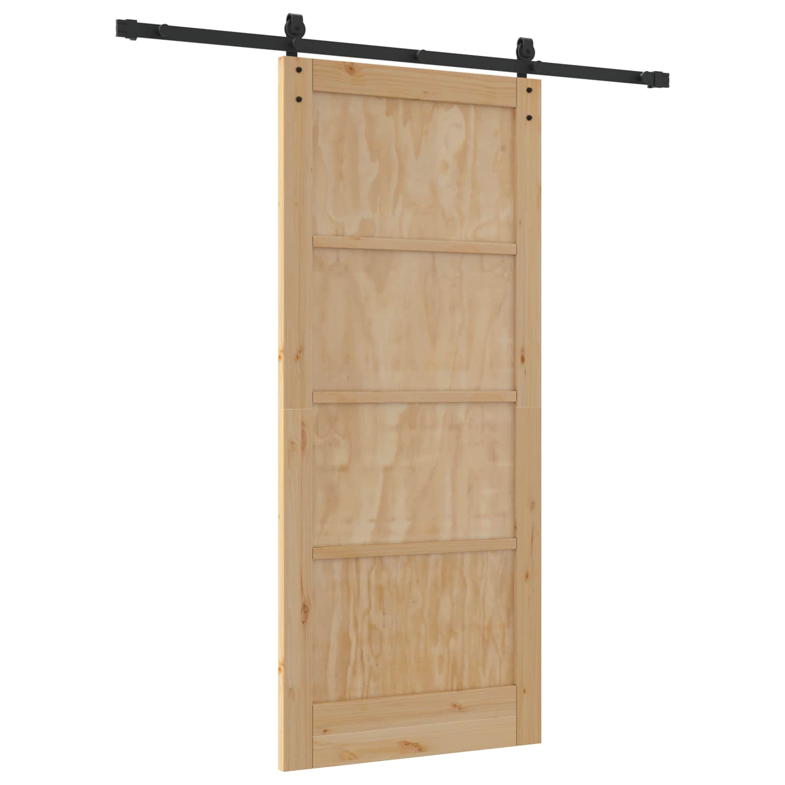 Porta Scorrevole in Legno di Pino Naturale e Nero 86 x 198,5 cm