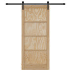 Porta Scorrevole in Legno di Pino Naturale e Nero 86 x 198,5 cm