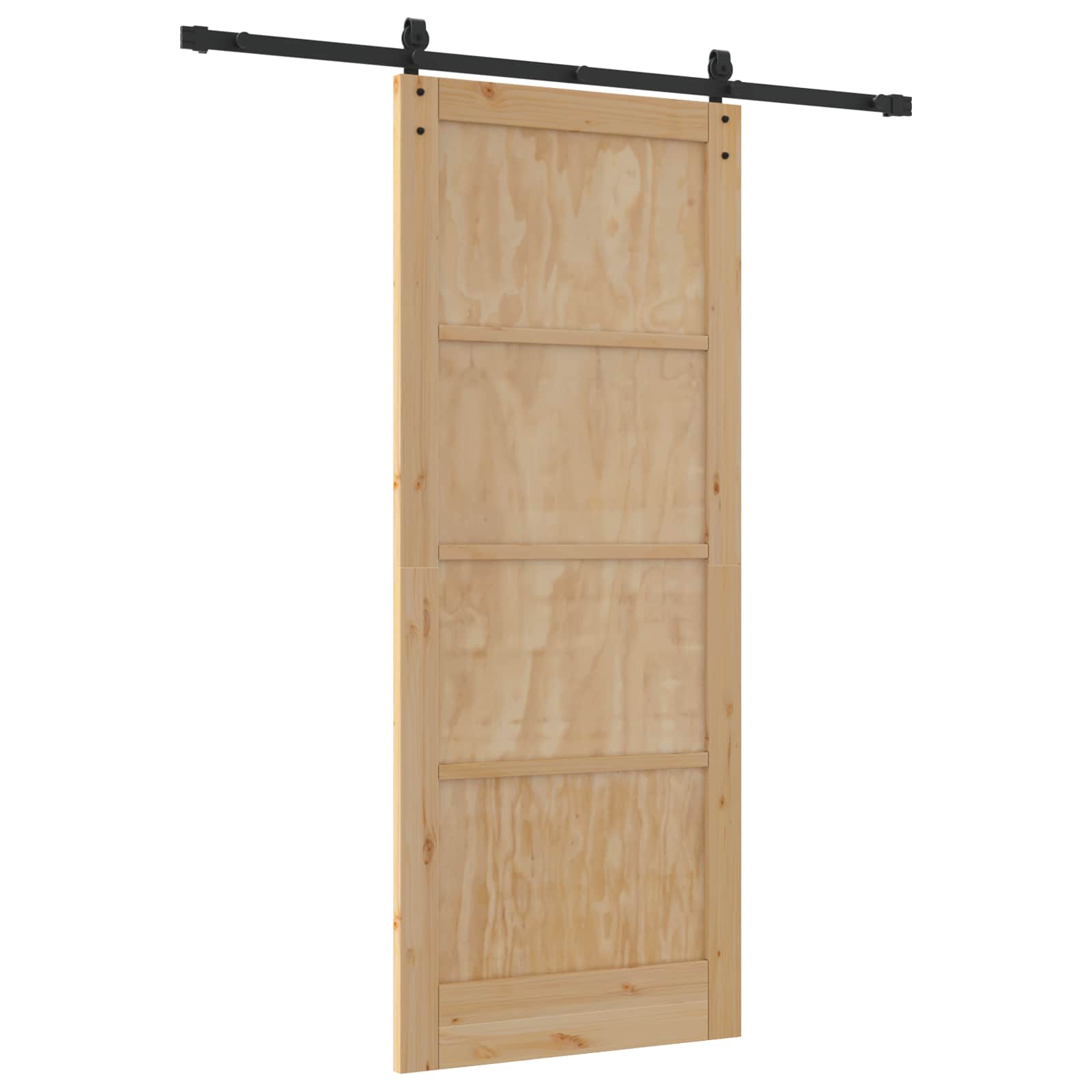 Porta scorrevole in legno di pino naturale e nero 86 x 211 cm