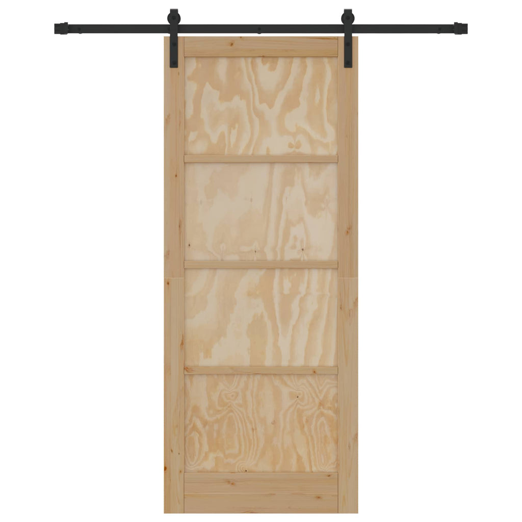 Porta scorrevole in legno di pino naturale e nero 86 x 211 cm