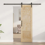 Porta scorrevole in legno di pino naturale e nero 61 x 198,5 cm