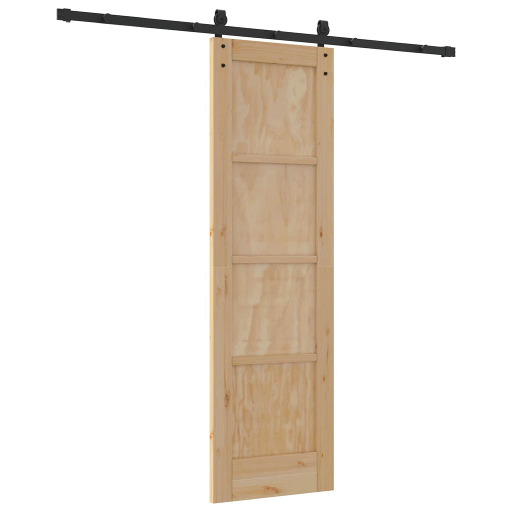 Porta scorrevole in legno di pino naturale e nero 61 x 198,5 cm