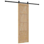 Porta scorrevole in legno di pino naturale e nero 61 x 198,5 cm
