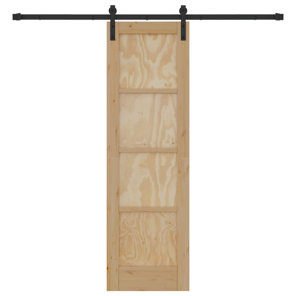 Porta scorrevole in legno di pino naturale e nero 61 x 198,5 cm