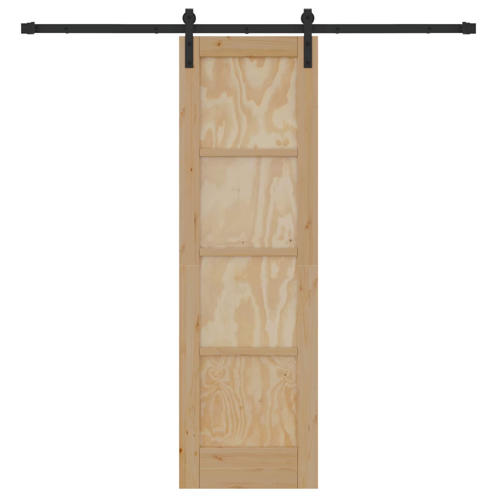 Porta scorrevole in legno di pino naturale e nero 61 x 198,5 cm