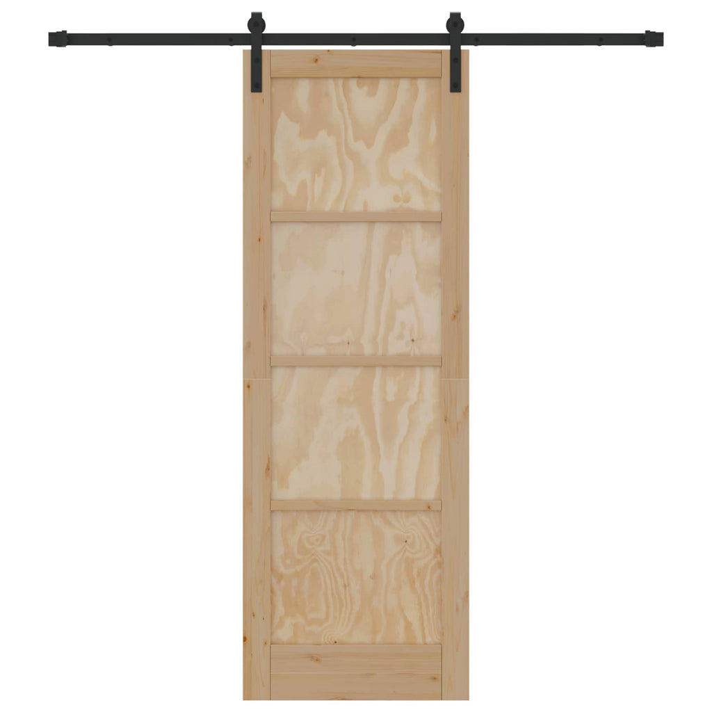 Porta scorrevole in legno di pino naturale e nero 73,5 x 211 cm