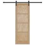 Porta scorrevole in legno di pino naturale e nero 73,5 x 211 cm