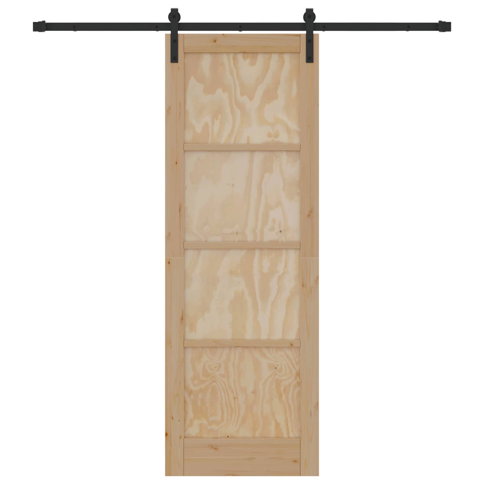 Porta scorrevole in legno di pino naturale e nero 73,5 x 211 cm
