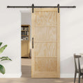 Porta Scorrevole Legno Pino Naturale e Nero 83 x 202 cm