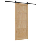 Porta Scorrevole Legno Pino Naturale e Nero 83 x 202 cm
