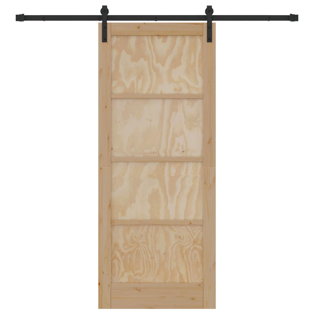 Porta Scorrevole Legno Pino Naturale e Nero 83 x 202 cm