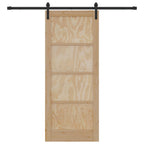 Porta Scorrevole Legno Pino Naturale e Nero 83 x 202 cm