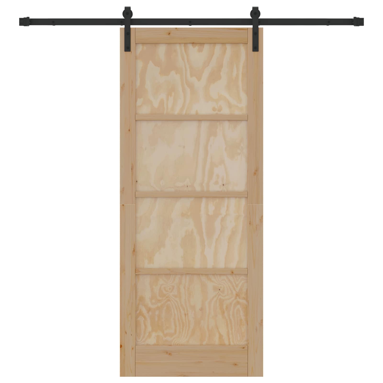 Porta Scorrevole Legno Pino Naturale e Nero 83 x 202 cm