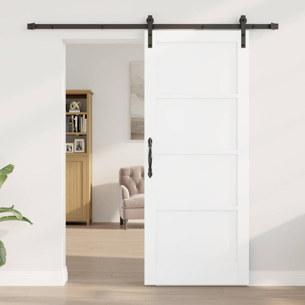 Porta scorrevole bianco e nero 83 x 202 cm - Legno di pino