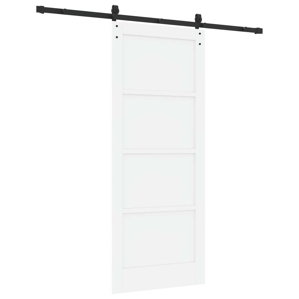 Porta scorrevole bianco e nero 83 x 202 cm - Legno di pino
