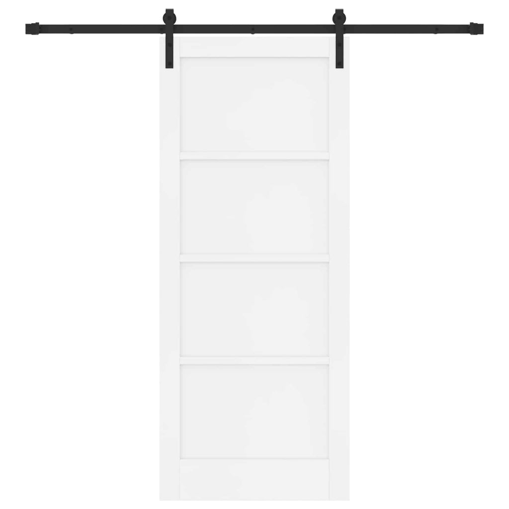 Porta scorrevole bianco e nero 83 x 202 cm - Legno di pino