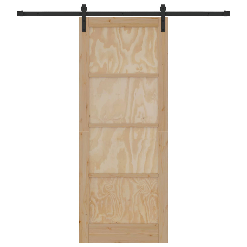 Porta scorrevole in legno di pino naturale e nero 83 x 211 cm