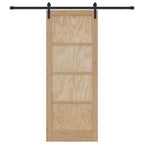 Porta scorrevole in legno di pino naturale e nero 83 x 211 cm