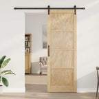 Porta Scorrevole in Legno di Pino Naturale e Nero 83 x 232 cm