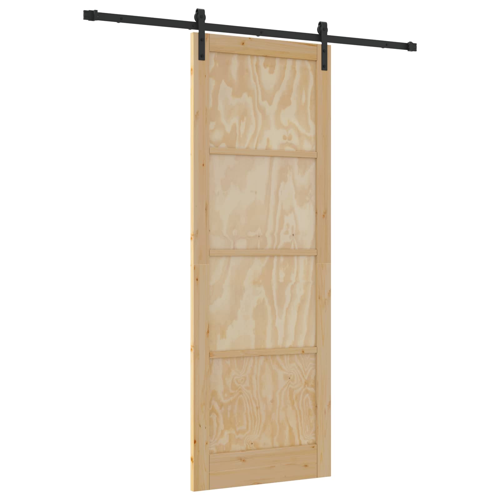 Porta Scorrevole in Legno di Pino Naturale e Nero 83 x 232 cm