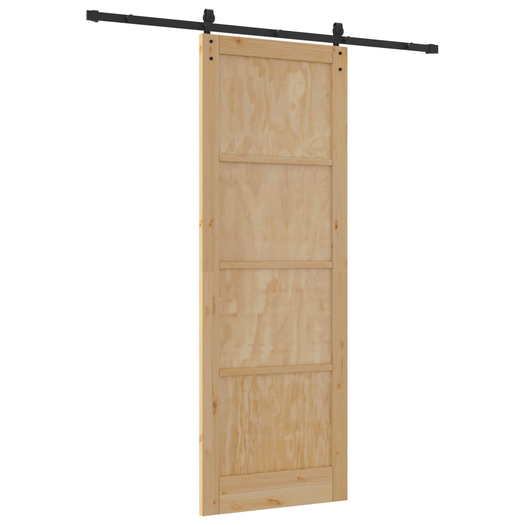 Porta Scorrevole in Legno di Pino Naturale e Nero 83 x 232 cm